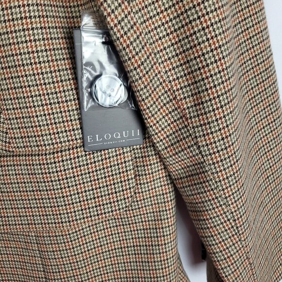Eloquii Relaxed Fit Boyfriend Blazer Women's 18 Houndstooth Brown 1 Button NWT - Picture 5 of 12